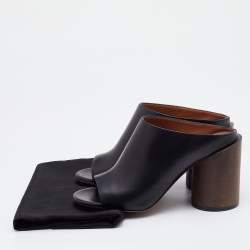 Givenchy Black Leather Block Heel Slide Sandals Size 36.5