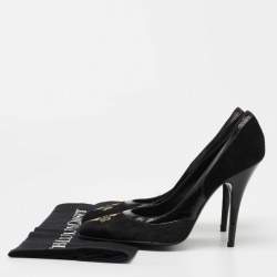 Pre Owned Givenchy Black Suede and Calf Hair Pointed Toe Pumps Size 39