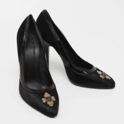 Pre Owned Givenchy Black Suede and Calf Hair Pointed Toe Pumps Size 39
