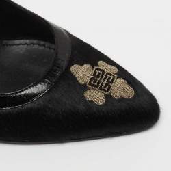 Pre Owned Givenchy Black Suede and Calf Hair Pointed Toe Pumps Size 39