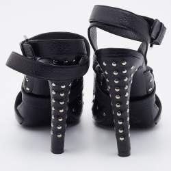 Givenchy Black Leather Studded Ankle Strap Sandals Size 37