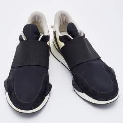 Givenchy Black Neoprene and Suede Runner Elastic Sneakers Size 38