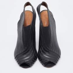 Pre Owned Givenchy Black Leather and Elastic Open Toe Slingback Sandals Size 37