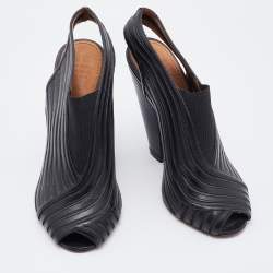 Pre Owned Givenchy Black Leather and Elastic Open Toe Slingback Sandals Size 37