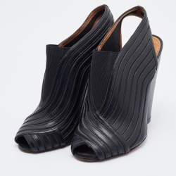 Pre Owned Givenchy Black Leather and Elastic Open Toe Slingback Sandals Size 37