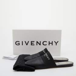 Pre Owned Givenchy Black Leather and Stretch Band Bedford Flat Mules Size 39
