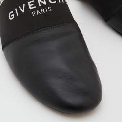 Pre Owned Givenchy Black Leather and Stretch Band Bedford Flat Mules Size 39