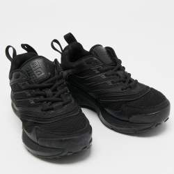 Pre Owned Givenchy Black Leather and Canvas Lace Up Sneakers Size 35