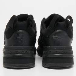 Pre Owned Givenchy Black Leather and Canvas Lace Up Sneakers Size 35