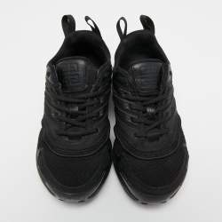 Pre Owned Givenchy Black Leather and Canvas Lace Up Sneakers Size 35