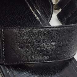 Pre Owned Givenchy Black Leather G-Chain Slingback Flat Mules Size 37.5