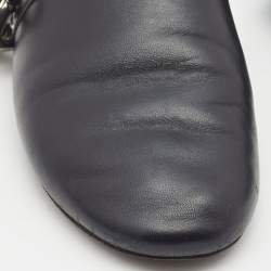 Pre Owned Givenchy Black Leather G-Chain Slingback Flat Mules Size 37.5