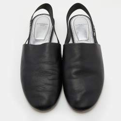 Pre Owned Givenchy Black Leather Rivington Logo Slingback Flats Size 39