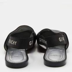 Pre Owned Givenchy Black Leather Rivington Logo Slingback Flats Size 39