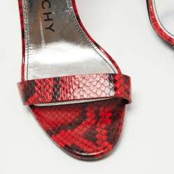 Givenchy Red/Black Python Embossed Leather Ankle Strap Sandals Size 40