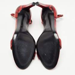 Givenchy Red/Black Python Embossed Leather Ankle Strap Sandals Size 40