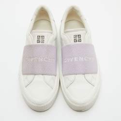 Pre Owned Givenchy White/Purple Leather City Sport Slip On Sneakers Size 37