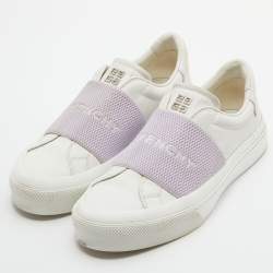 Pre Owned Givenchy White/Purple Leather City Sport Slip On Sneakers Size 37