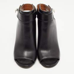 Givenchy Black Leather Shark Lock Peep Toe Booties Size 36