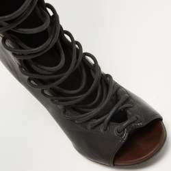 Givenchy Black Leather Lace Up Knee Length Boots Size 38
