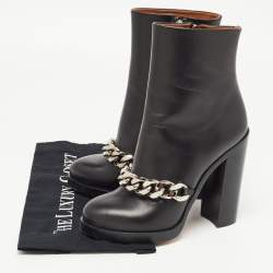 Givenchy Black Leather Chain Ankle Length Boots Size 37.5