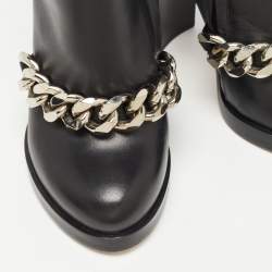 Givenchy Black Leather Chain Ankle Length Boots Size 37.5