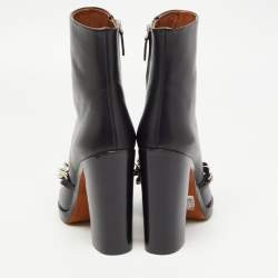 Givenchy Black Leather Chain Ankle Length Boots Size 37.5