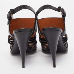 Givenchy Black Leather Ankle Strap Caged Sandals Size 40