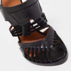 Givenchy Black Leather Ankle Strap Caged Sandals Size 40