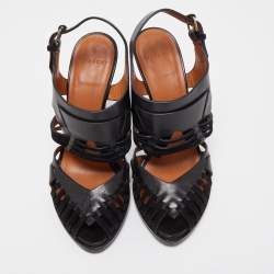 Givenchy Black Leather Ankle Strap Caged Sandals Size 40