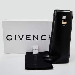 Givenchy Black Leather Shark Lock Knee Length Boots Size 38