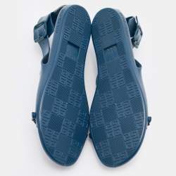 Pre Owned Givenchy Blue Jelly Gladiator Chain Detail Flat Sandals Size 39