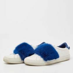 Givenchy White Leather and Mink Fur Low Top  Sneakers Size 36.5