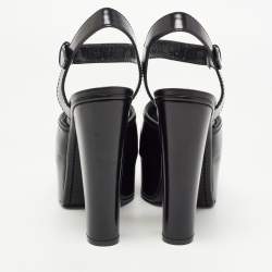 Givenchy Black Leather Platform Ankle Strap Sandals Size 39