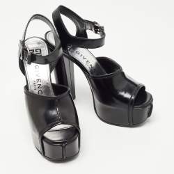 Givenchy Black Leather Platform Ankle Strap Sandals Size 39