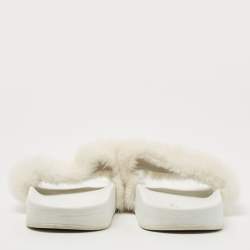 Givenchy White Mink Fur Pool Slides Size 37