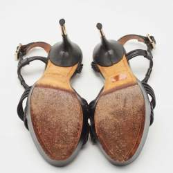 Pre Owned Givenchy Black Leather Ankle Strap Sandals Size 37