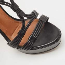 Pre Owned Givenchy Black Leather Ankle Strap Sandals Size 37