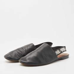 Pre Owned Givenchy Black Leather Rivington Slingback Flats Size 38