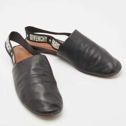 Pre Owned Givenchy Black Leather Rivington Slingback Flats Size 38