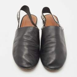 Pre Owned Givenchy Black Leather Rivington Slingback Flats Size 38