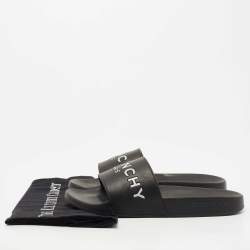 Givenchy Black Rubber Logo Slide Flats Size 38