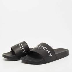 Givenchy Black Rubber Logo Slide Flats Size 38