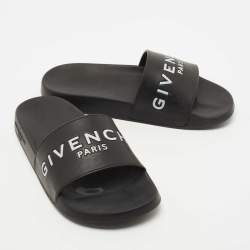 Givenchy Black Rubber Logo Slide Flats Size 38