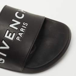 Givenchy Black Rubber Logo Slide Flats Size 38