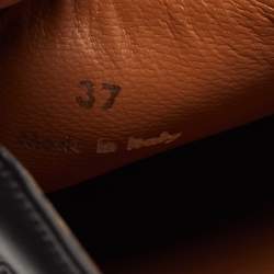 Pre Owned Givenchy Brown/Black Leather and Canvas Peacock Slip On Sneakers Size 37