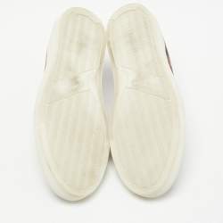 Pre Owned Givenchy Brown/Black Leather and Canvas Peacock Slip On Sneakers Size 37