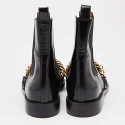 Pre Owned Givenchy Black Leather Chain Detail Chelsea Boots Size 38