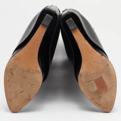 Pre Owned Givenchy Black Leather Shark Lock Knee Length Boots Size 39