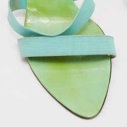 Givenchy Green/Blue Patent/Elastic Slide Sandals Size 39